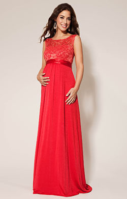 Valencia Maternity Gown Long Sunset Red