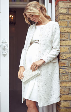 Verity Maternity Coat Ivory Ice Bouclé