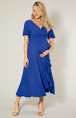 Waterfall Maternity Midi Dress Cobalt Blue