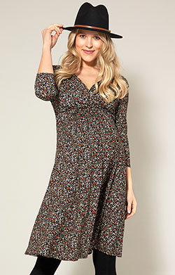 Willow Maternity and Nursing Dress Cocoa Orange