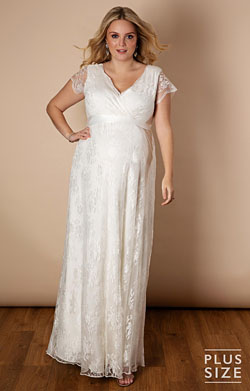 Eden Lace Maternity Wedding Gown Plus Size Ivory