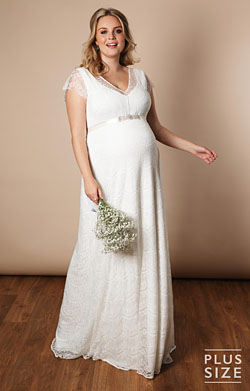 Kristin Plus Size Maternity Wedding Gown Long Ivory White