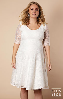 Umstandsbrautkleid Verona kurz in plus size Elfenbein / Weiß