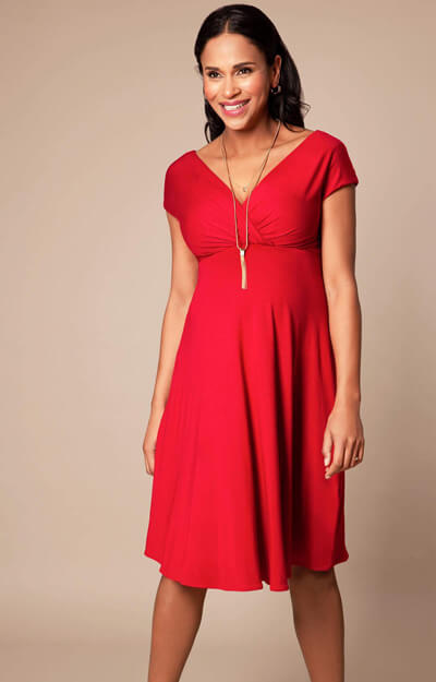 Alessandra Maternity Dress Short Cardinal Red by Tiffany Rose