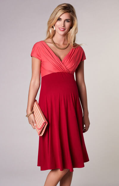Alessandra Maternity Dress Short Coral Red by Tiffany Rose