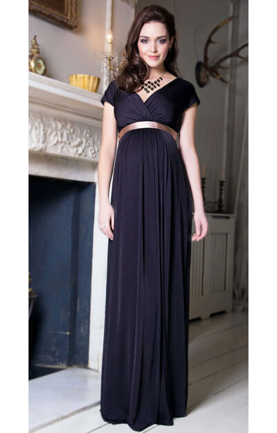 Alessandra Maternity Gown Long (Liquorice) by Tiffany Rose