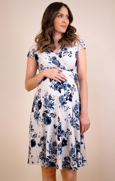 Alessandra Maternity Dress (Oyster Blue) by Tiffany Rose