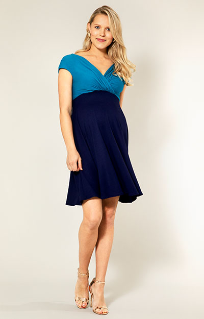 Alessandra Maternity Dress Short Turquoise Blue by Tiffany Rose