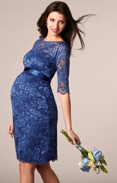 Amelia Lace Maternity Dress Short (Windsor Blue) - Maternity Wedding ...