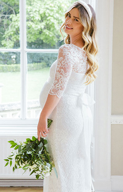 Amelia Lace Maternity Wedding Dress Long Ivory Amelia Lace Maternity Wedding Dress Long Ivory