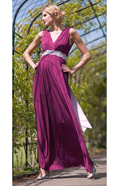 Robe de grossesse Anastasia (prune) avec ceinture en strass by Tiffany Rose