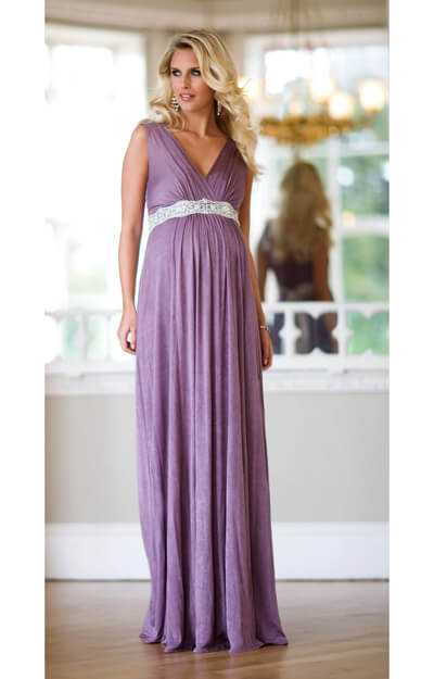 Anastasia Maternity Gown (Heather) with Diamante Sash - Maternity ...