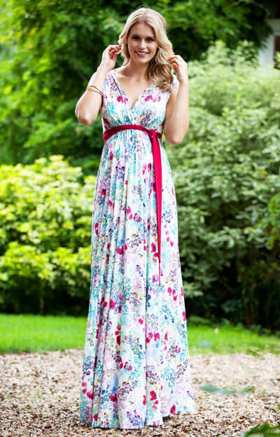 Anastasia Maternity Long Maxi Dress in Poppy floral print - Maternity ...