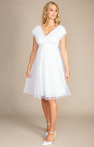 Athena Maternity Wedding Dress Polka Dot White by Tiffany Rose