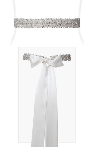 Crystal Beaded Sash Ivory by Tiffany Rose