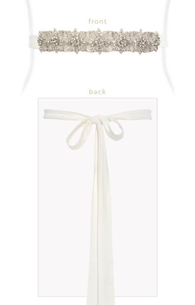 Constellation Bridal Sash Ivory Silk Tails by Tiffany Rose