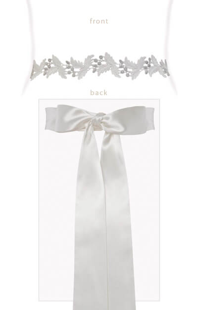 Grecian Embroidered Sash Silver/Ivory by Tiffany Rose