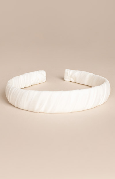 Serre-tête en mousseline froissée Blanc by Tiffany Rose