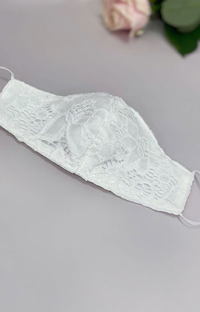 Lucia Bridal Face Mask & Bag (Ivory White) by Tiffany Rose