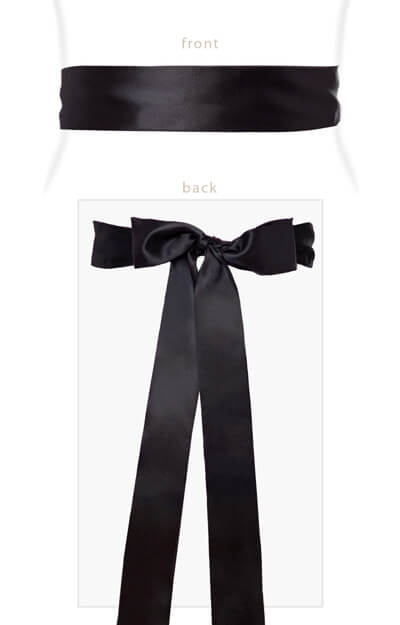 Ceinture Satin Lisse Slim Noir by Tiffany Rose