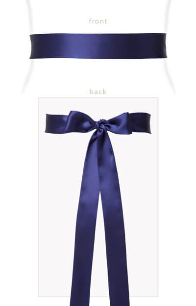 Silk Satin Sash Slim Indigo Blue by Tiffany Rose