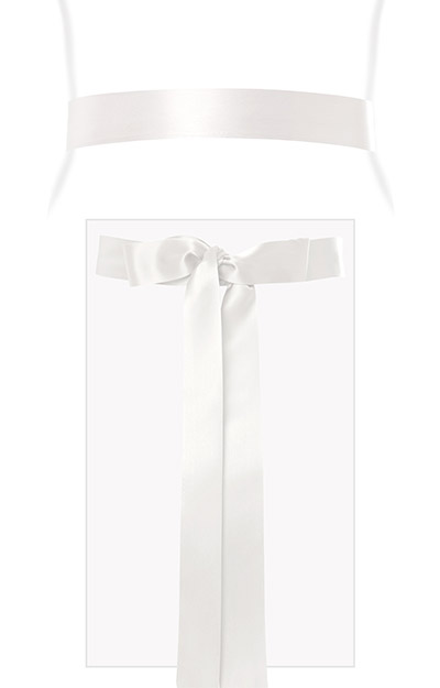 Smooth Satin Sash Slim Long Ivory by Tiffany Rose