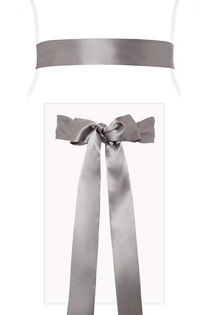 Smooth Satin Sash Slim Long Charcoal by Tiffany Rose