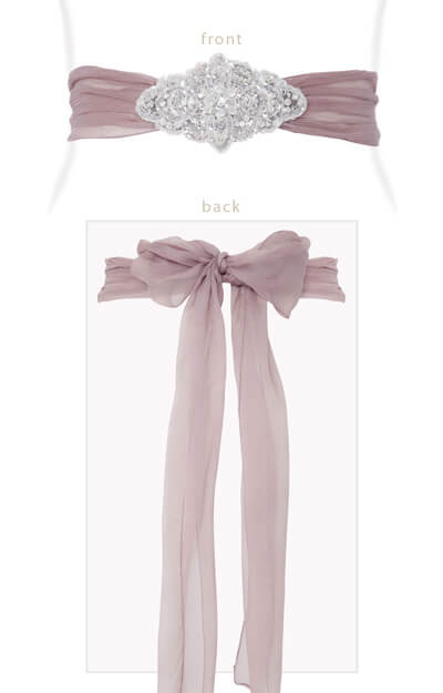 Silk Crystal Sash Dark Mauve by Tiffany Rose