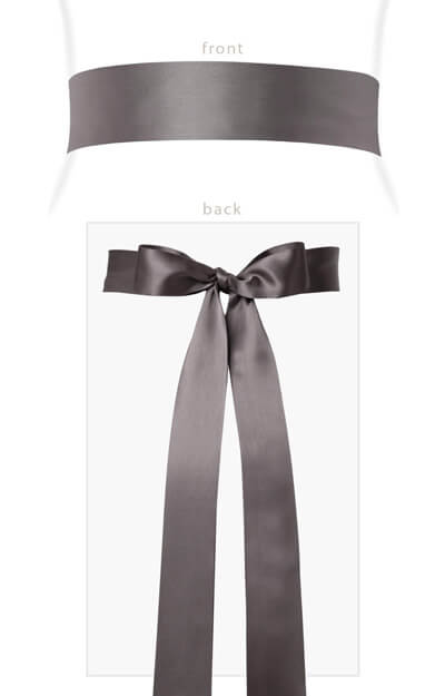 Smooth Satin Sash Long Charcoal by Tiffany Rose