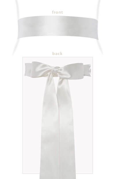 Smooth Satin Sash Long Ivory by Tiffany Rose