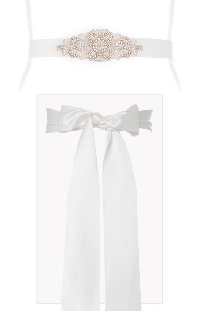 Victoria Pearl Beaded Sash Ivory by Tiffany Rose