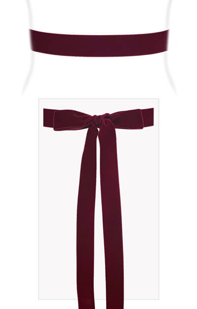 Velvet Ribbon Sash Burgundy by Tiffany Rose