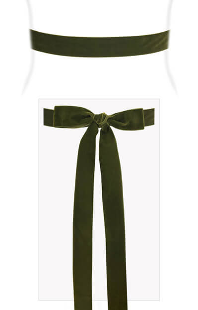 Velvet Ribbon Sash Moss Green by Tiffany Rose