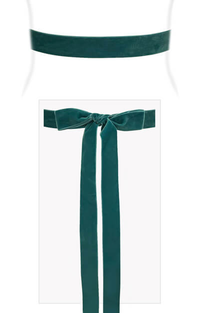 Velvet Ribbon Sash Teal Green by Tiffany Rose