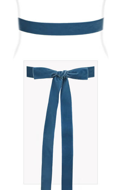 Velvet Ribbon Sash Williamsburg Blue by Tiffany Rose