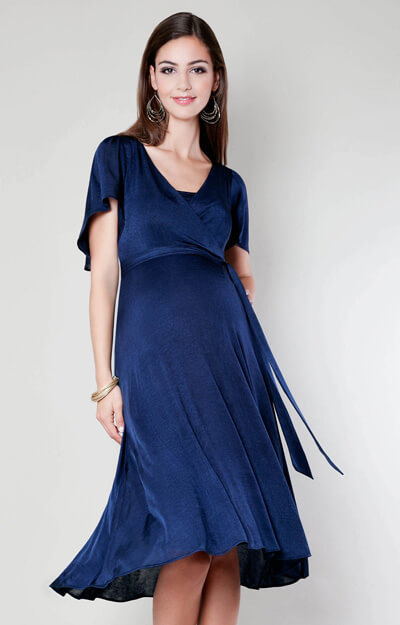 Cocoon Nursing  Dress  Velvet Blue Maternity Wedding 