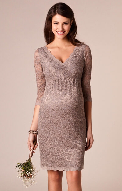 Chloe Maternity Lace Dress Mink - Maternity Wedding Dresses, Evening ...