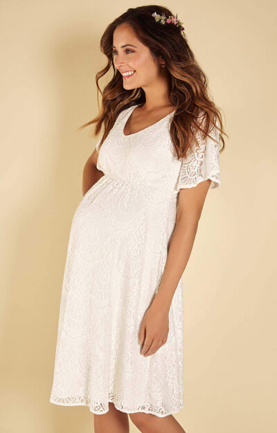 Edith Lace Maternity Kimono Dress in Ivory by Tiffany Rose