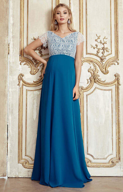 Robe de Grossesse Eleanor Longue Bleu Azur by Tiffany Rose