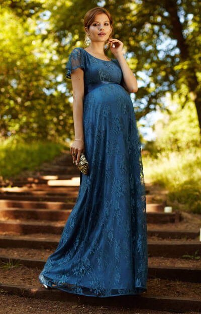 Elsa Maternity Gown Long Lagoon Blue by Tiffany Rose