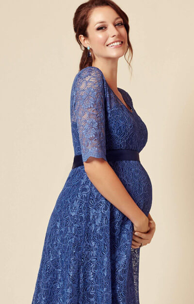 Flossie Maternity Dress Short Riviera Blue - Maternity Wedding Dresses ...