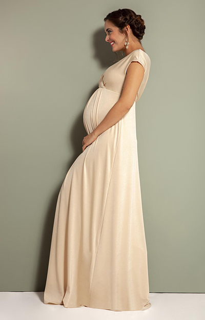 Francesca Maternity Maxi Dress Champagne - Maternity Wedding Dresses ...