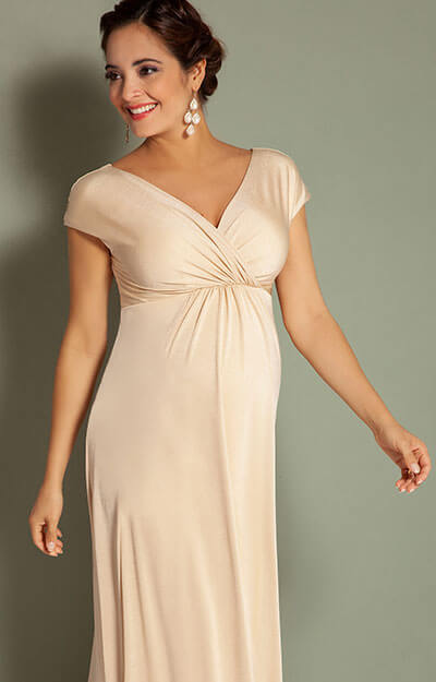 Champagne Strapless Maternity Maxi Dress