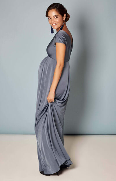 Francesca Maternity Maxi Dress in Steel Blue - Maternity Wedding ...