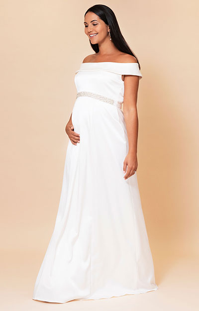 Robe De Maternité Longue épaules Dénudées Dentelle - Tulle, Pour Shooting Grossesse, Soirée