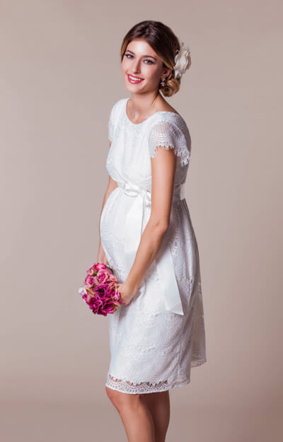 Harriet Maternity Dress Short Bright Ivory - Maternity Wedding Dresses ...