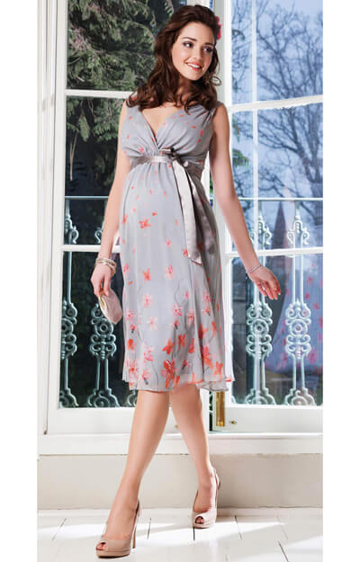 Robe de grossesse en soie Jasmine courte (Peach Blossom) by Tiffany Rose