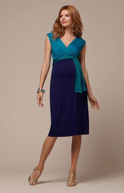 Jewel Block Maternity Dress Biscay Blue by Tiffany Rose