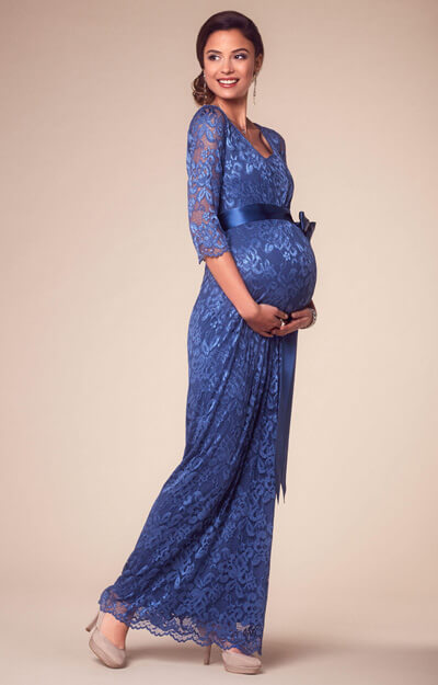 Katie Maternity Gown Long Windsor Blue by Tiffany Rose