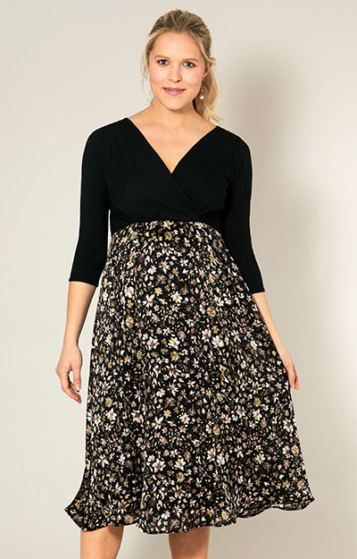 Black Maternity & Nursing Midi Dress main image 0